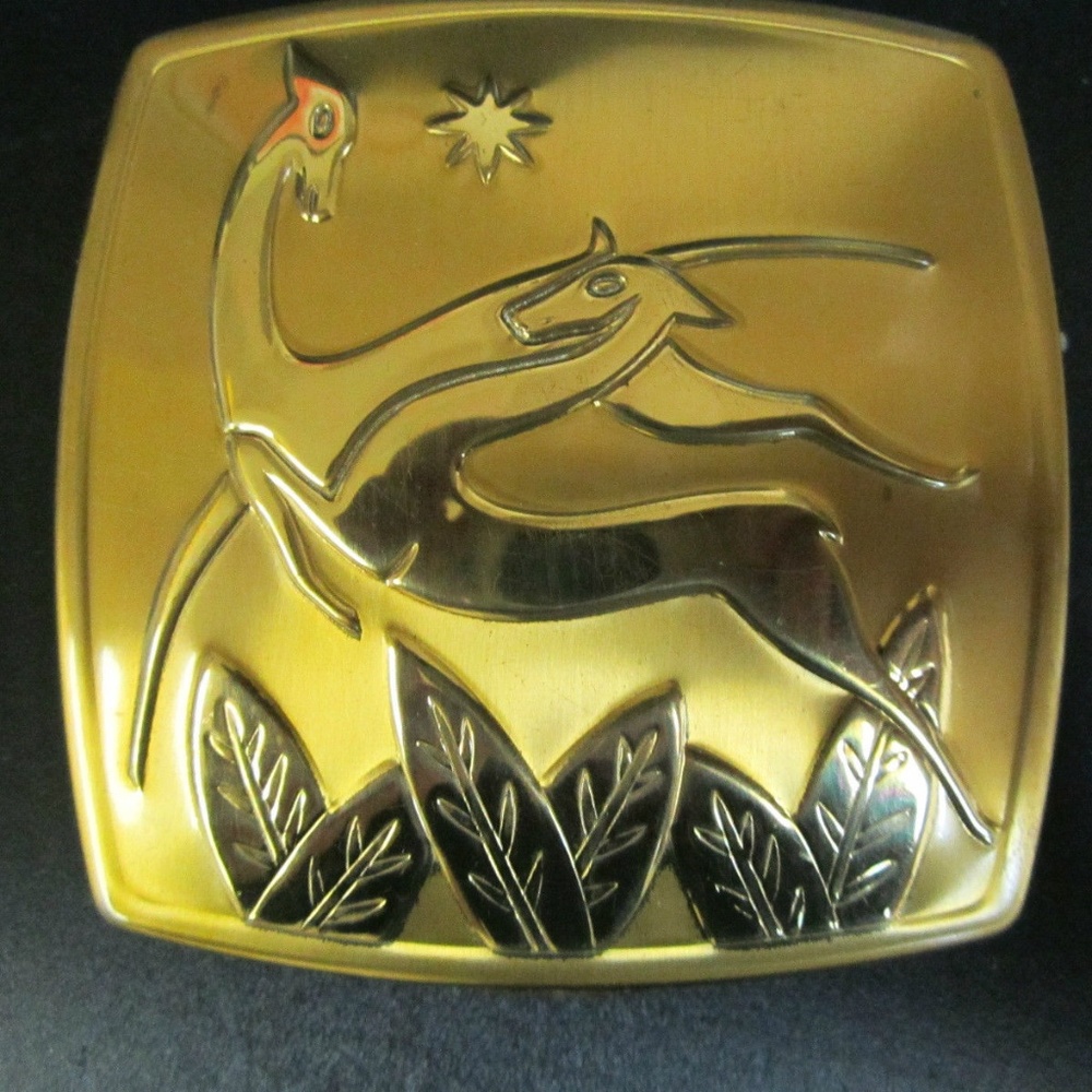 Vintage American Beauty Compact with Antelope